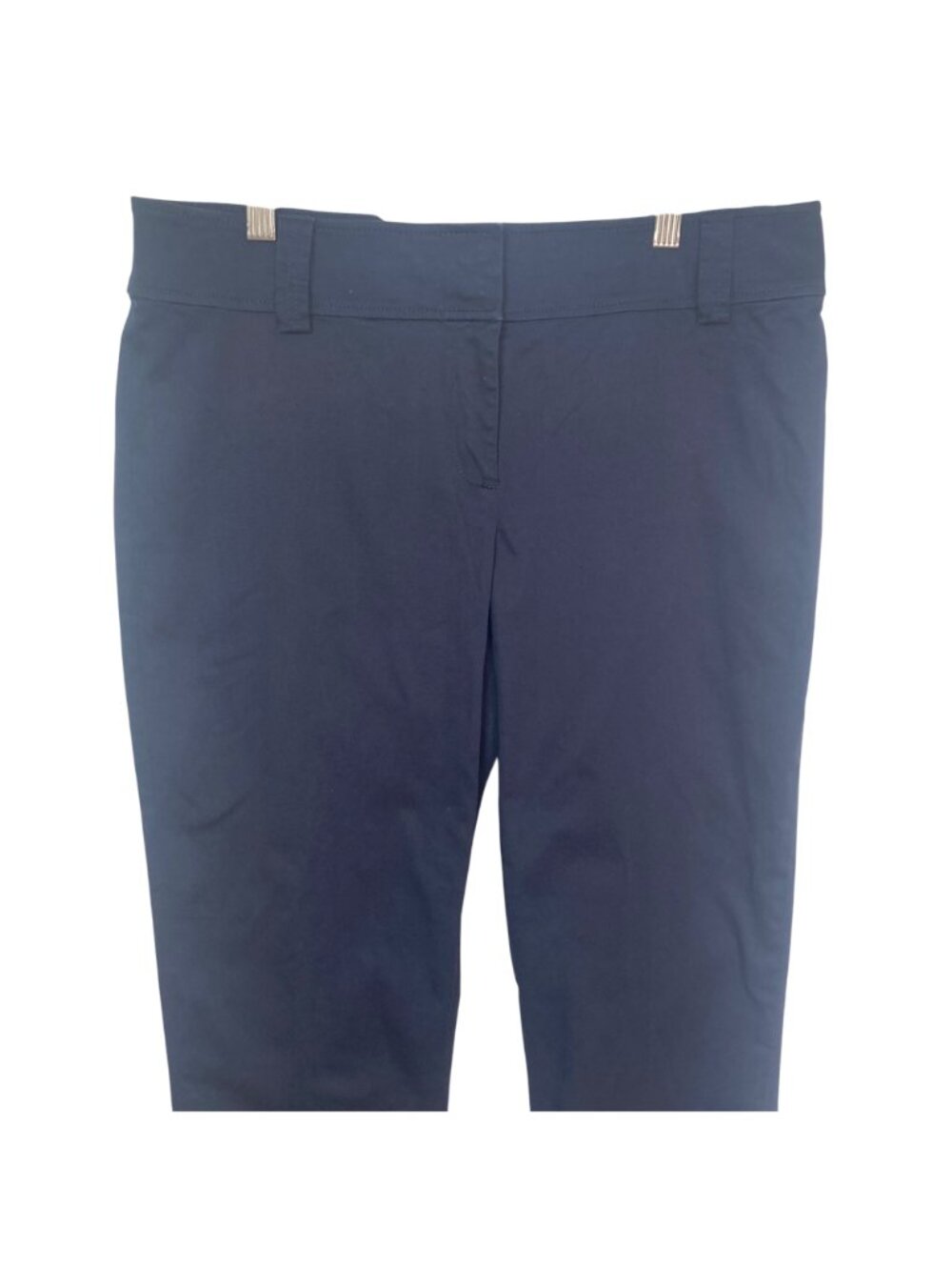 Tory Burch Cropped Chinos Pants Womens 10 Blue Stretch Workwear Career Designer - Picture 2 of 8